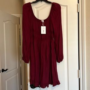 Giani Binni XL wine colored off the shoulder mini dress. Empire waist
